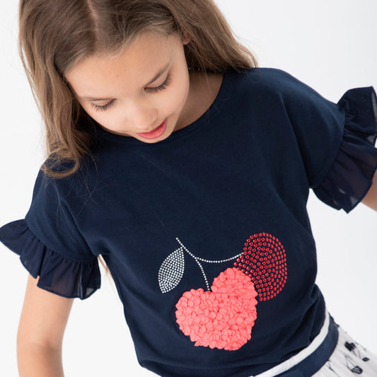 Conjunto blusa con falda plisada para niña jr