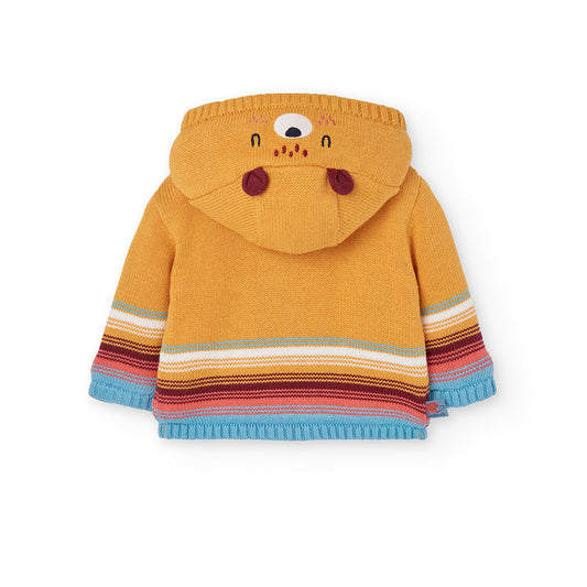 Chamarra tejida amarilla con borrega bebé niñ@