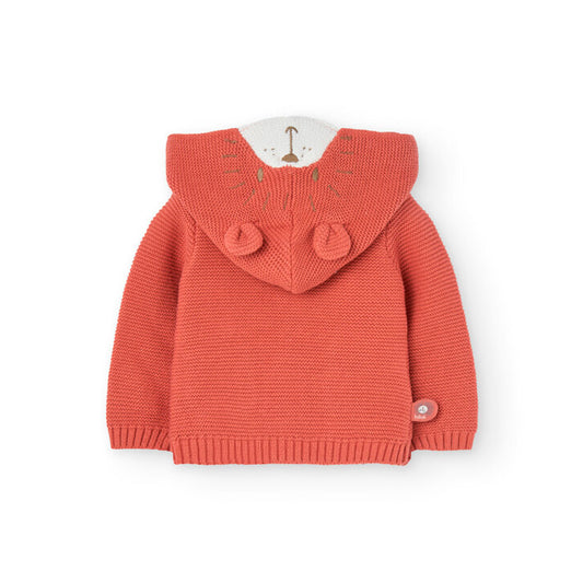 Suéter ladrillo con capucha para bebé niño
