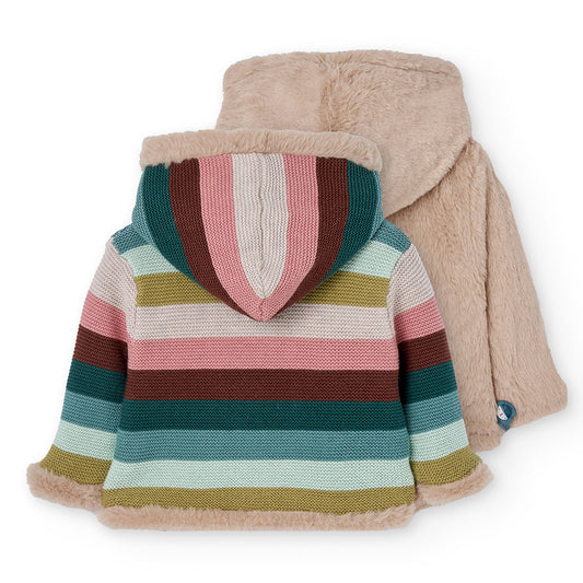 Chamarra tejida reversible bebé niña
