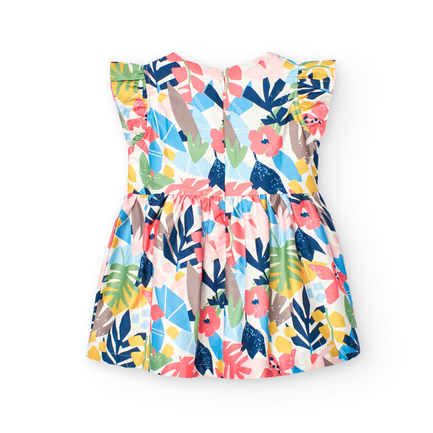 Vestido satén estampado flores para mini niña