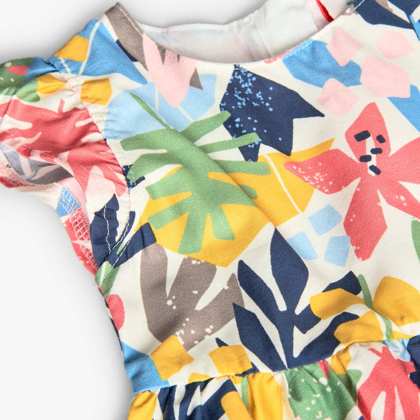 Vestido satén estampado flores para mini niña