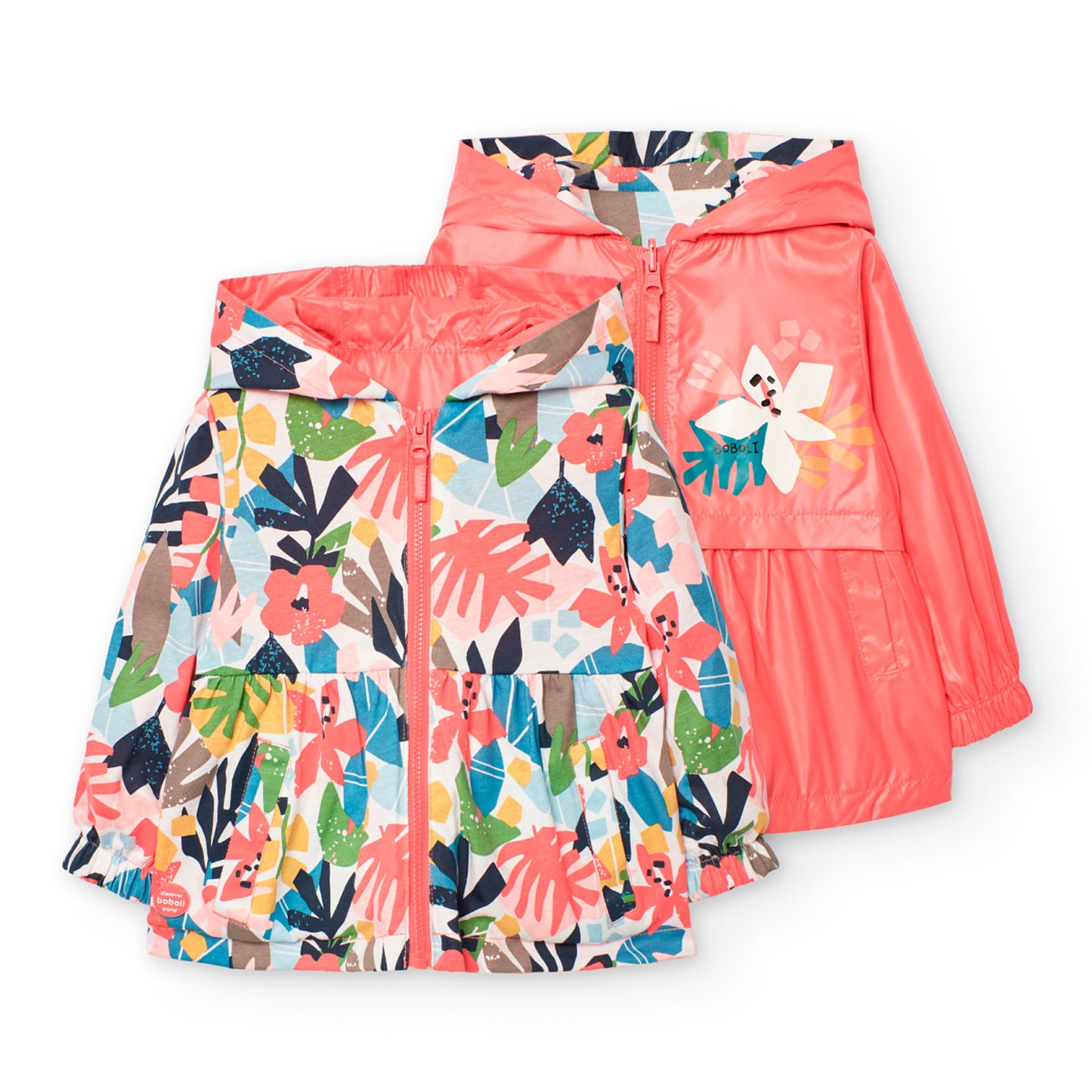 Impermeable reversible flores para mini niña