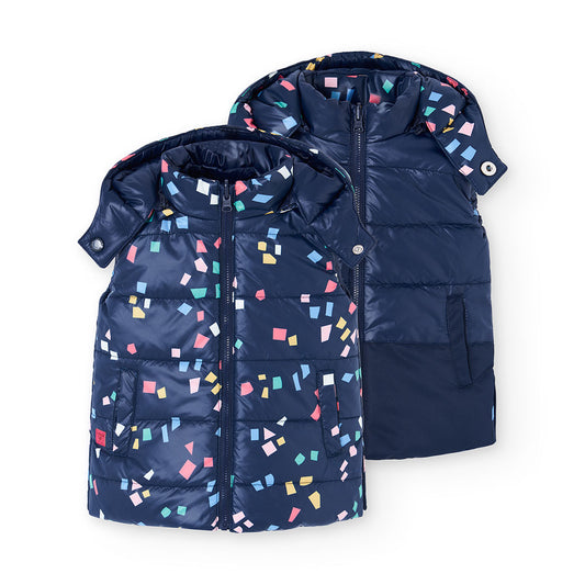 Chaleco reversible azul marino mini niña