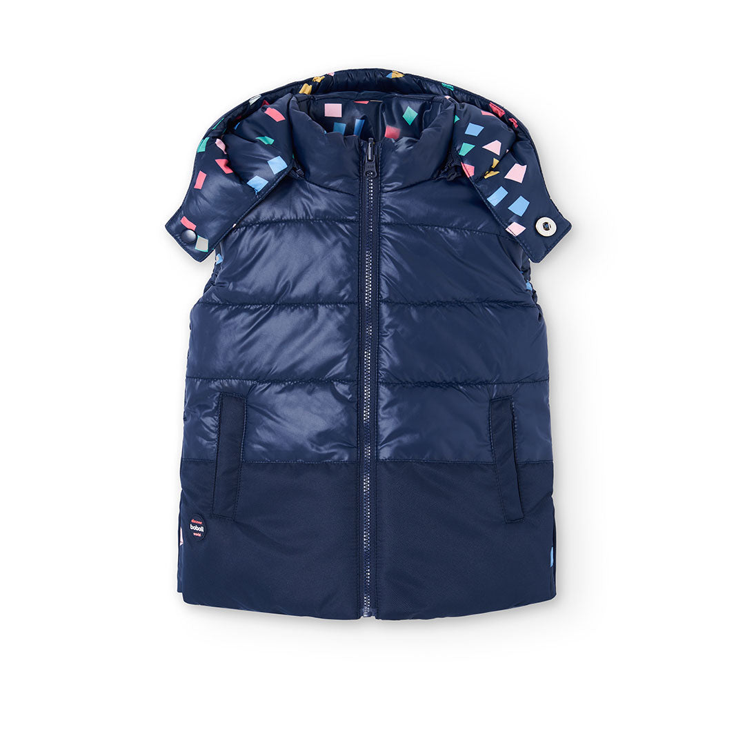 Chaleco reversible azul marino mini niña