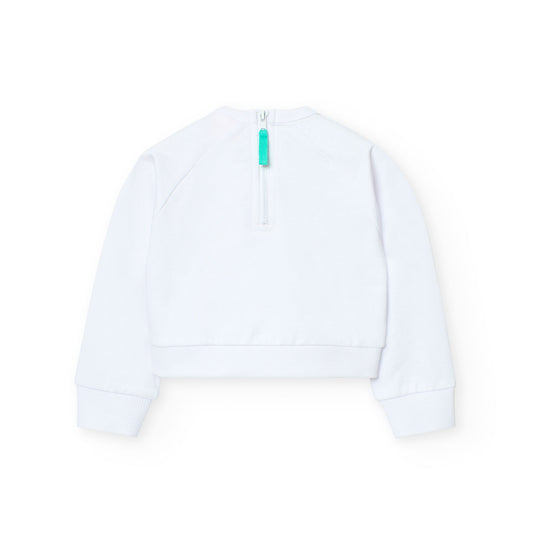 Sudadera felpa blanca para mini niña