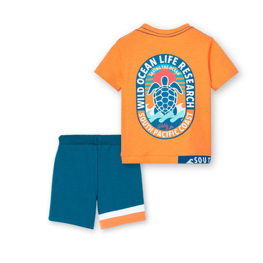 Conjunto tortuga playera con short para mini niño
