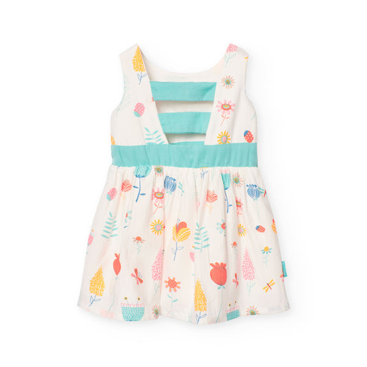 Vestido satén jardín para mini niña