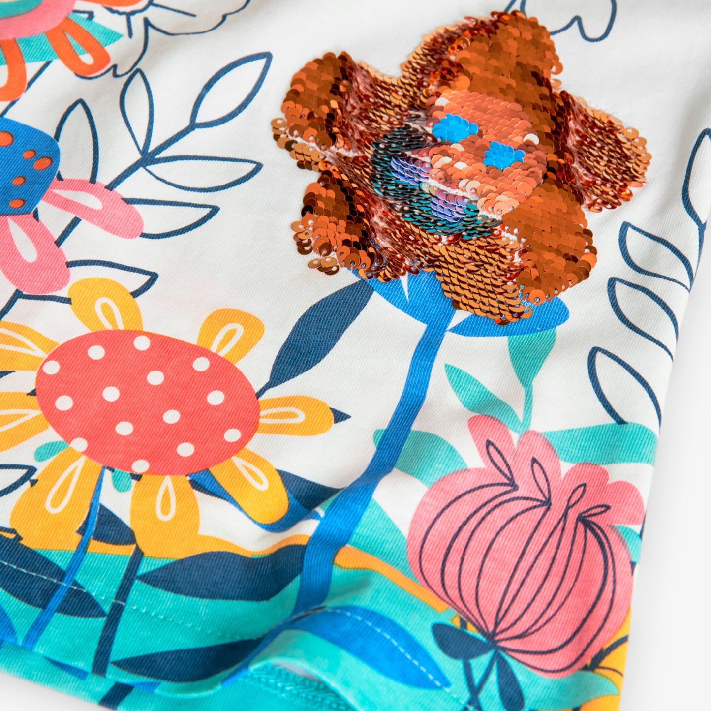 Vestido flores con leggings pirata para mini niña