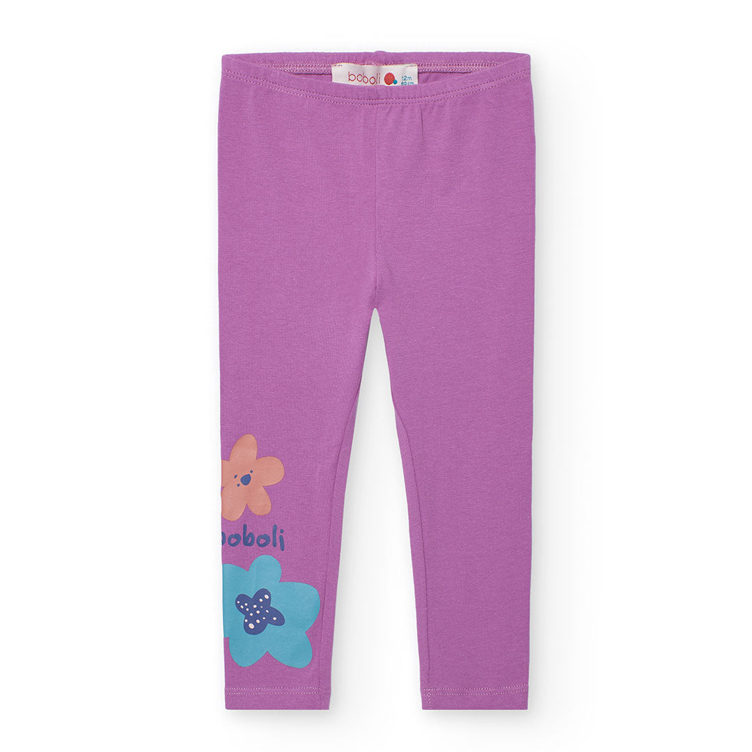 Conjunto lila vestido con leggings flores mini niña