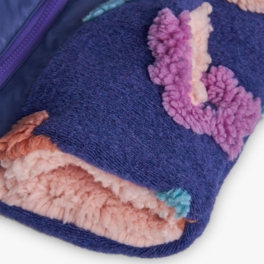 Chamarra borrega flores mini niña