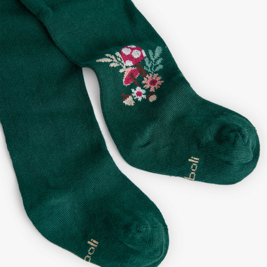 Vestido verde pana con mallas mini niña