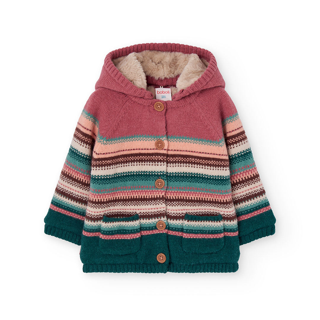 Chamarra tejida borrega mini niña