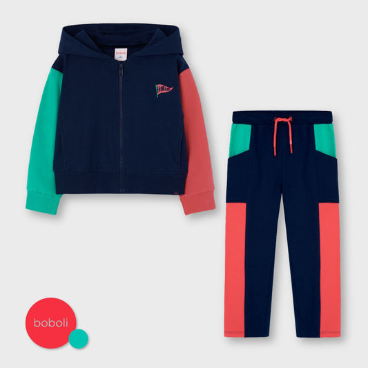 Conjunto de pants azul marino mini niña y niña jr