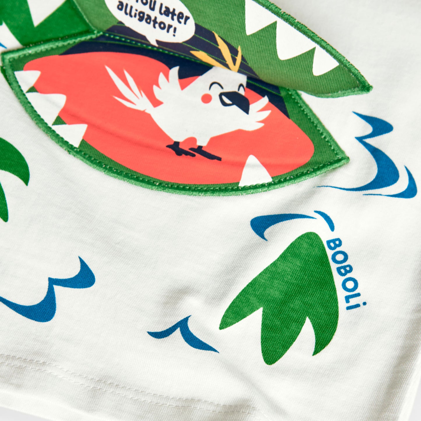 Playera blanca cocodrilo para mini niño