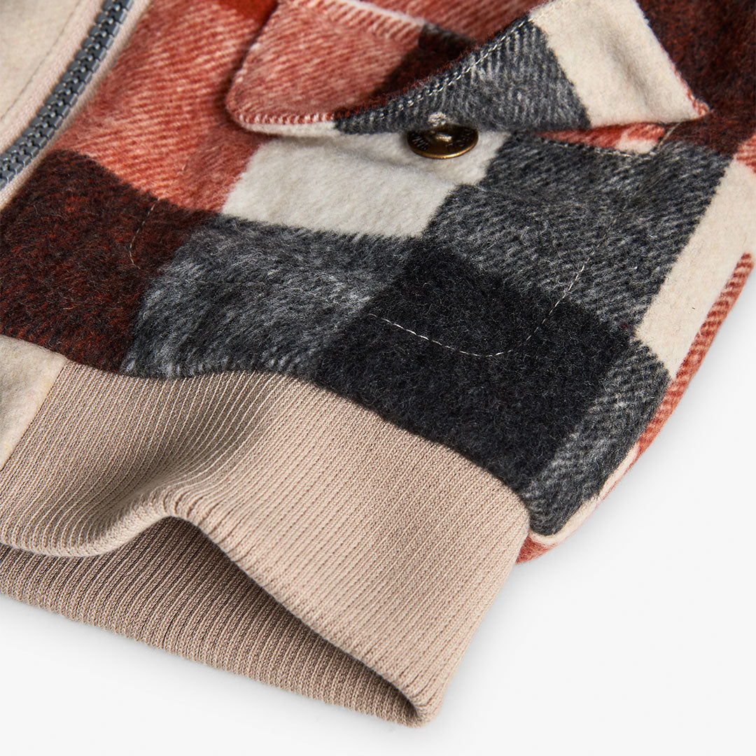 Chamarra cuadros con borrega mini niño