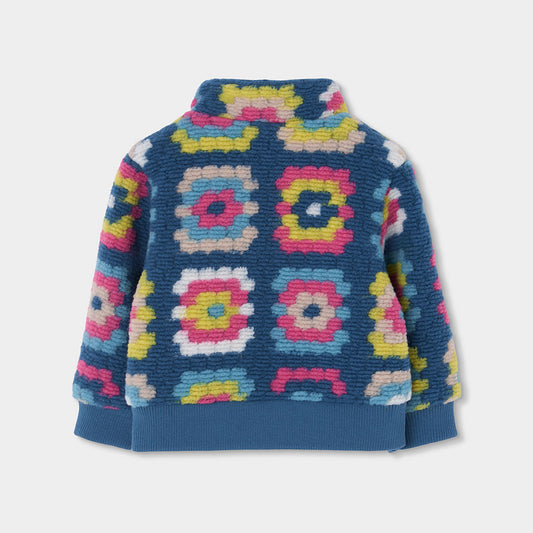 Chamarra jacquard azul mozaicos mini niña