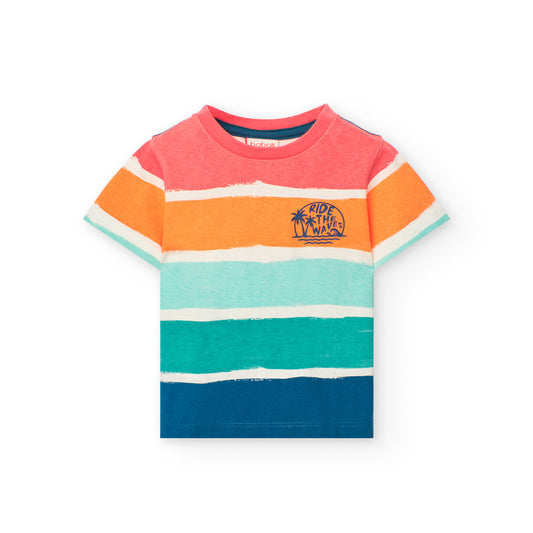 Playera rayas multicolor para mini niño