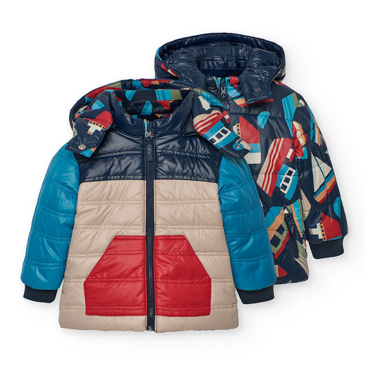 Chamarra reversible barcos mini niño
