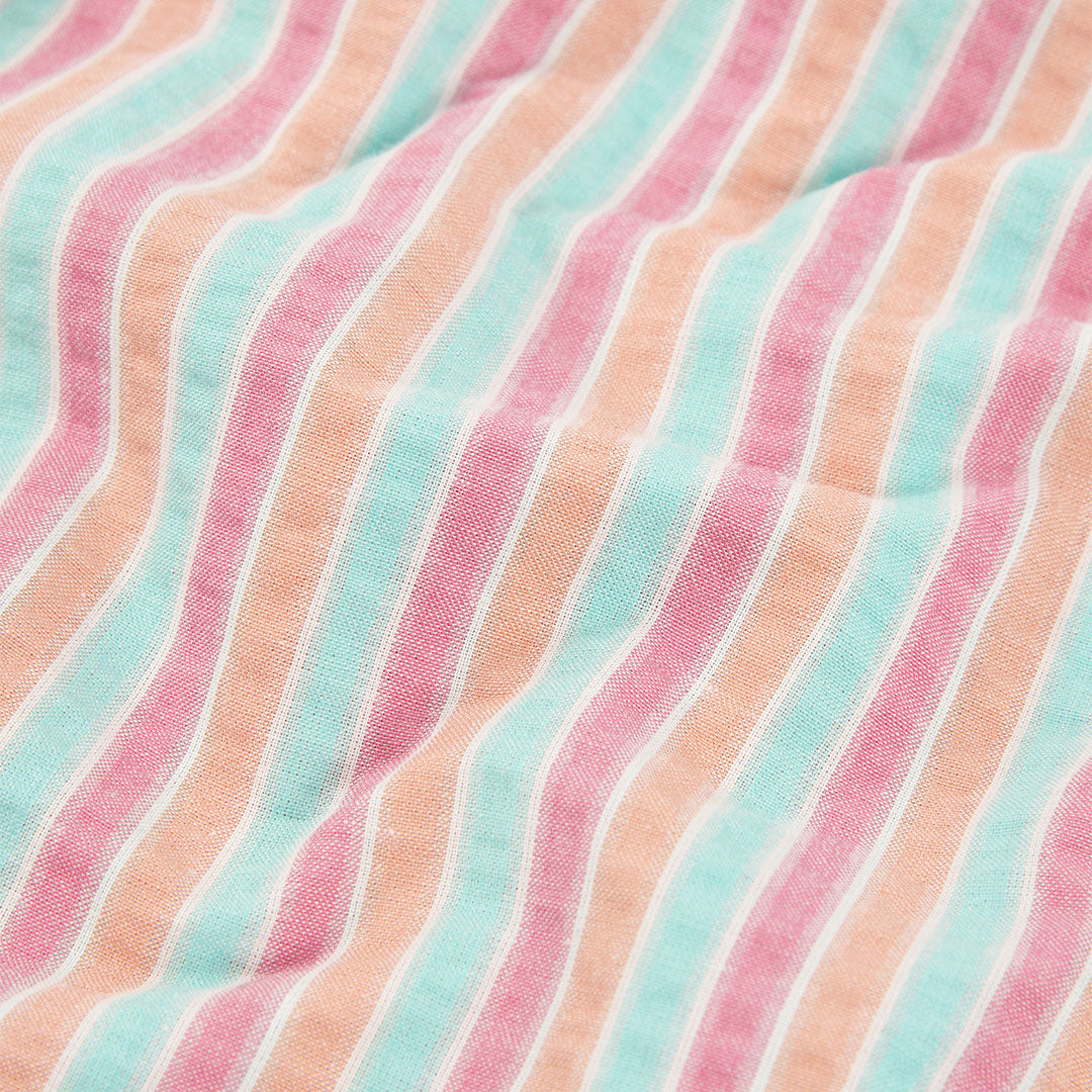 Vestido popelín rayas rosa con aqua mini niña