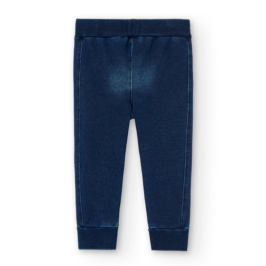 Pantalón felpa azul tipo jogger para mini niño