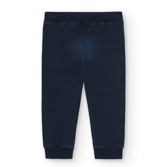 Pantalón felpa azul marino tipo jogger de mezclilla para mini niño