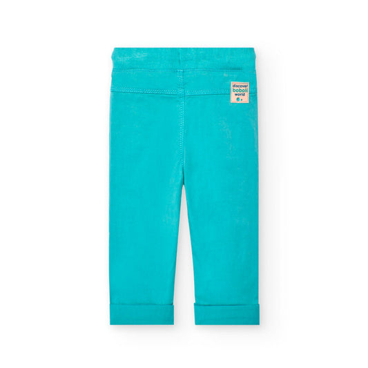 Pantalón gabardina azul turquesa jogger para mini niño