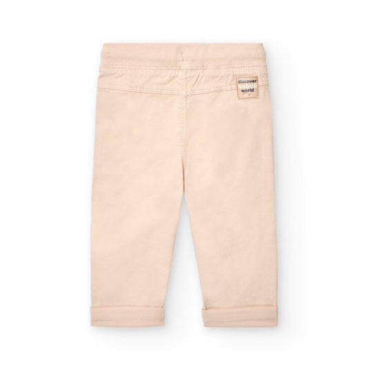 Pantalón gabardina beige jogger para mini niño