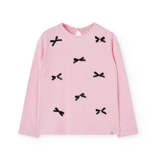 Blusa rosa con moñitos niña jr