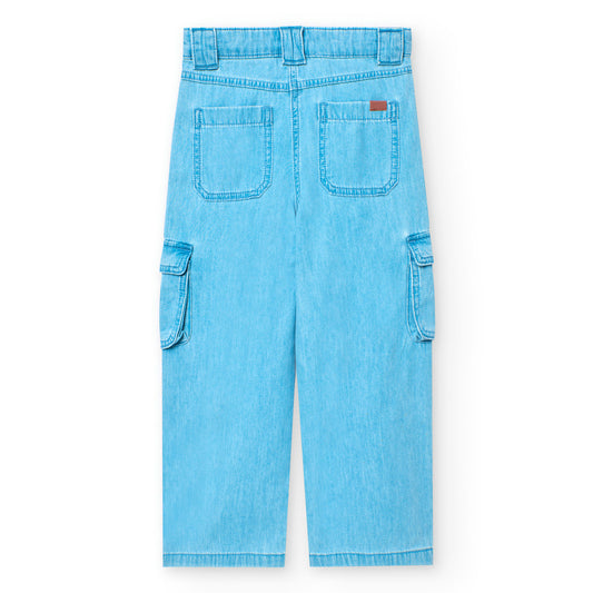 Pantalón cargo mezclilla suave para niña jr