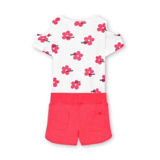 Conjunto blusa con short estampado flores para mini niña y niña jr