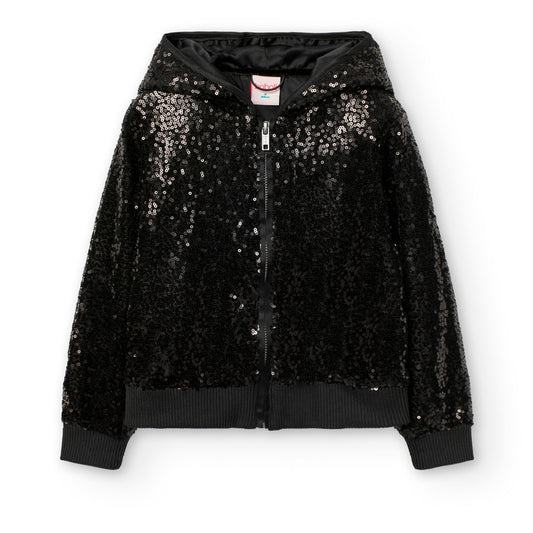 Sudadera negra con lentejuelas para niña jr