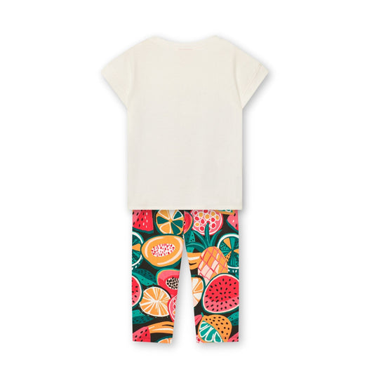 Conjunto blusa con leggings estampado tropical para niña jr