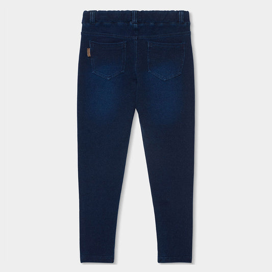 Pantalón felpa denim azul marino mini niña