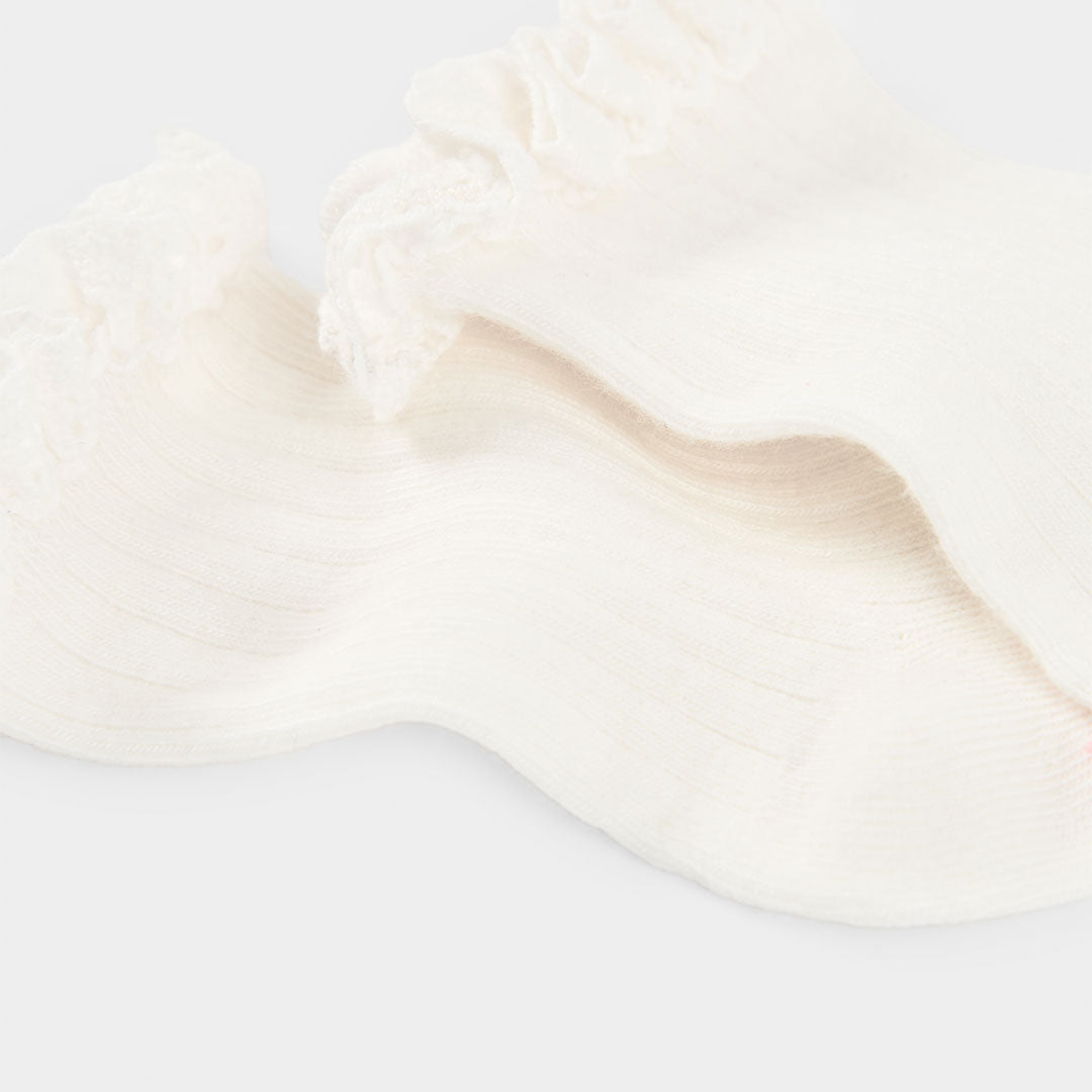 Pack calcetines blanco/coral para mini niña