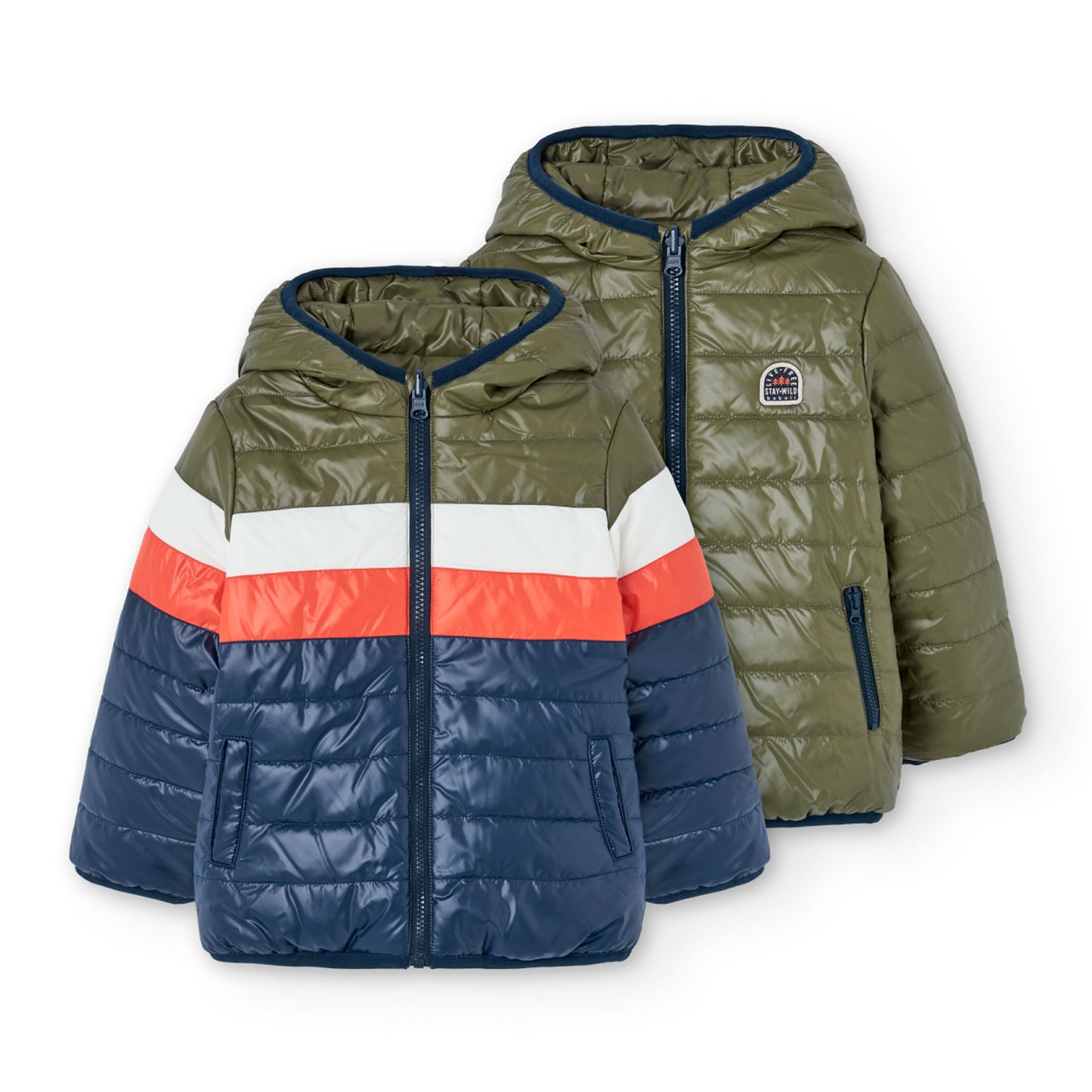 Chamarra reversible azul con verde niño jr