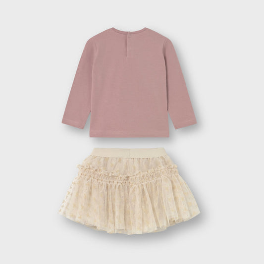 Conjunto camiseta y falda tul bebé niña