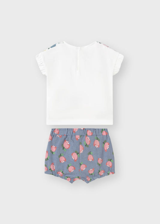 Conjunto short estampado flores bebé niña