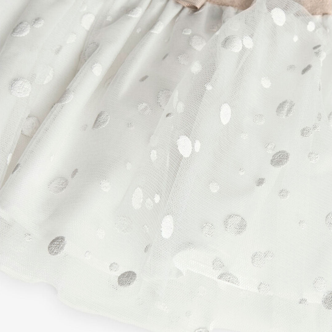 Vestido blanco topos para bebé niña y mini niña