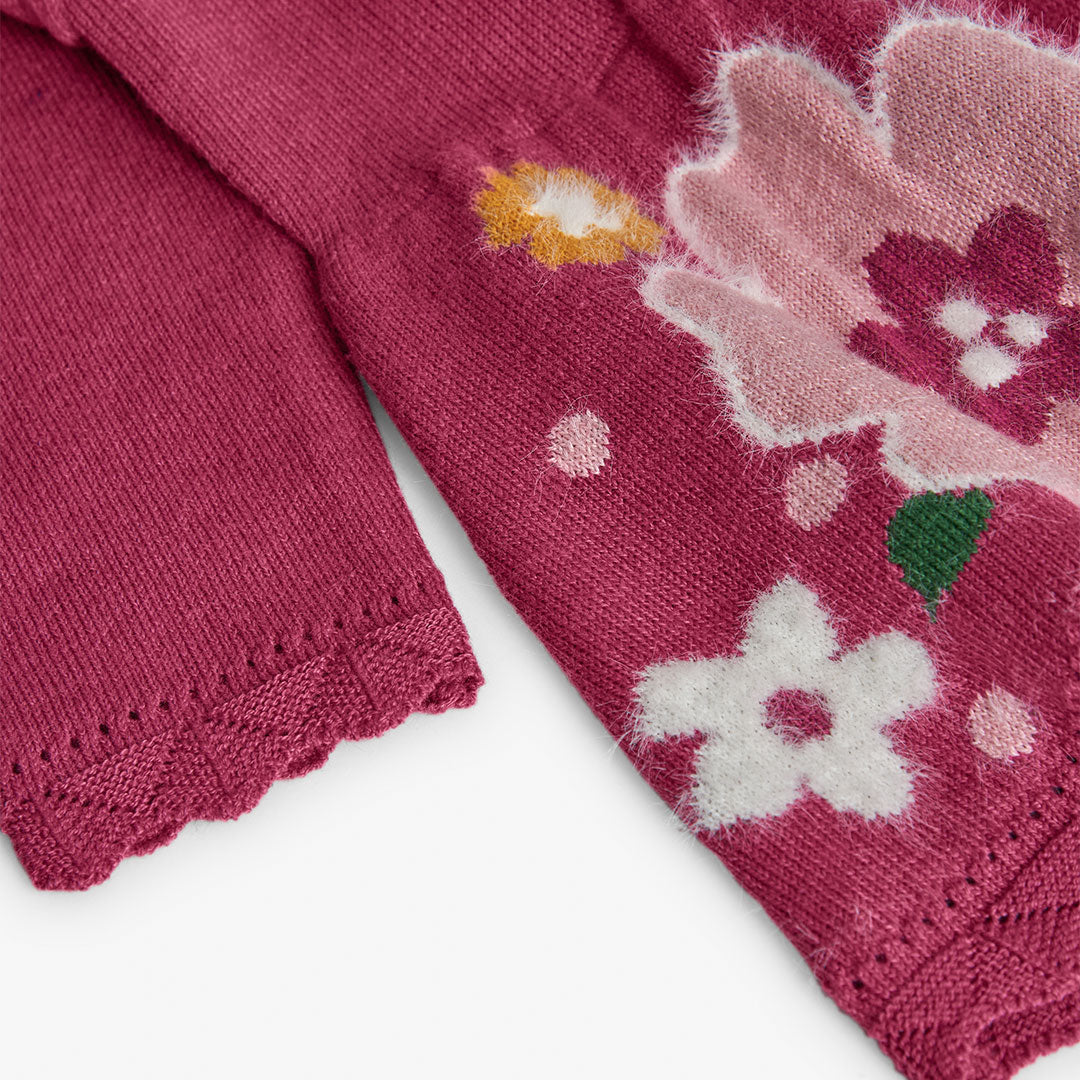 Vestido tricot frambuesa con mallas mini niña