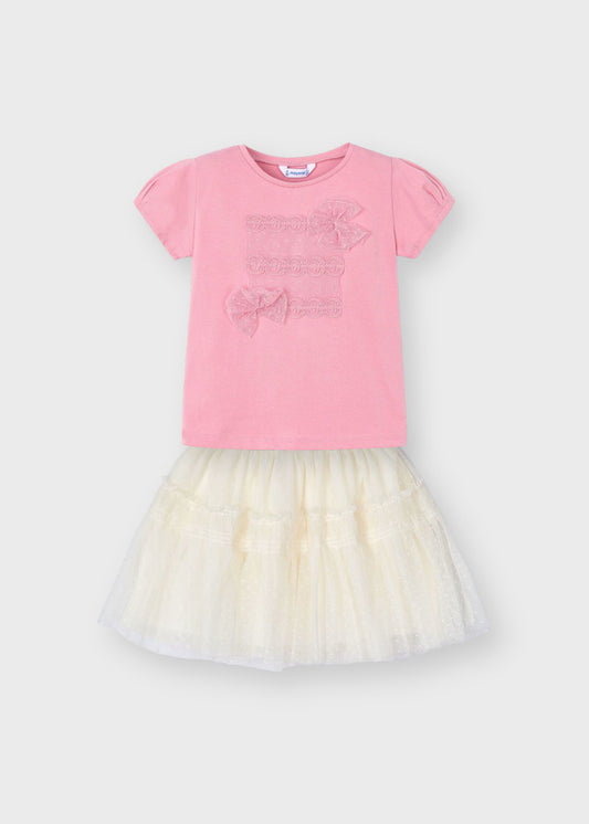 Conjunto blusa con falda tul mini niña