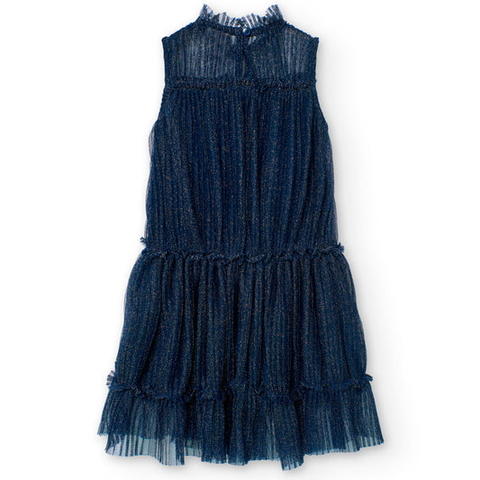 Vestido azul marino de tul para niña jr