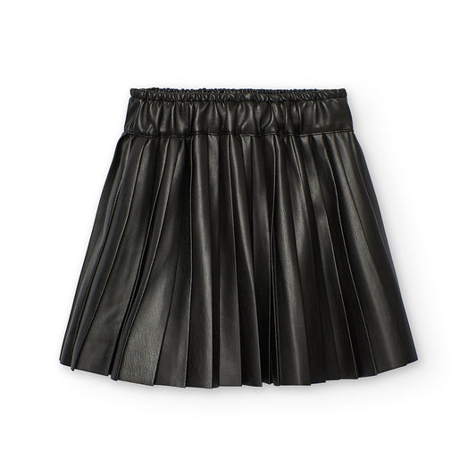 Falda polipiel negra plisada niña jr