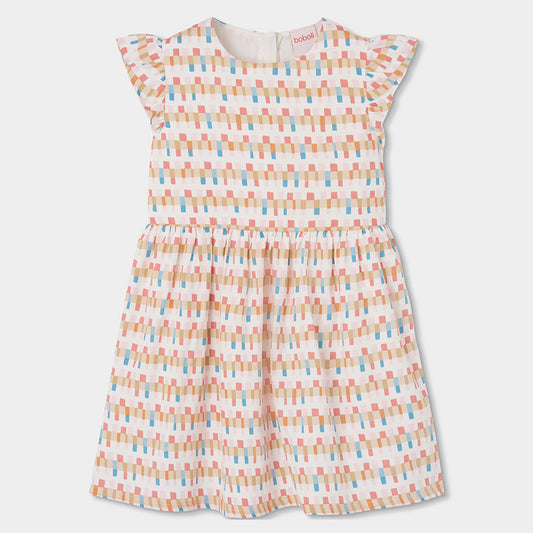 Vestido satén estampado cenefa mini niña