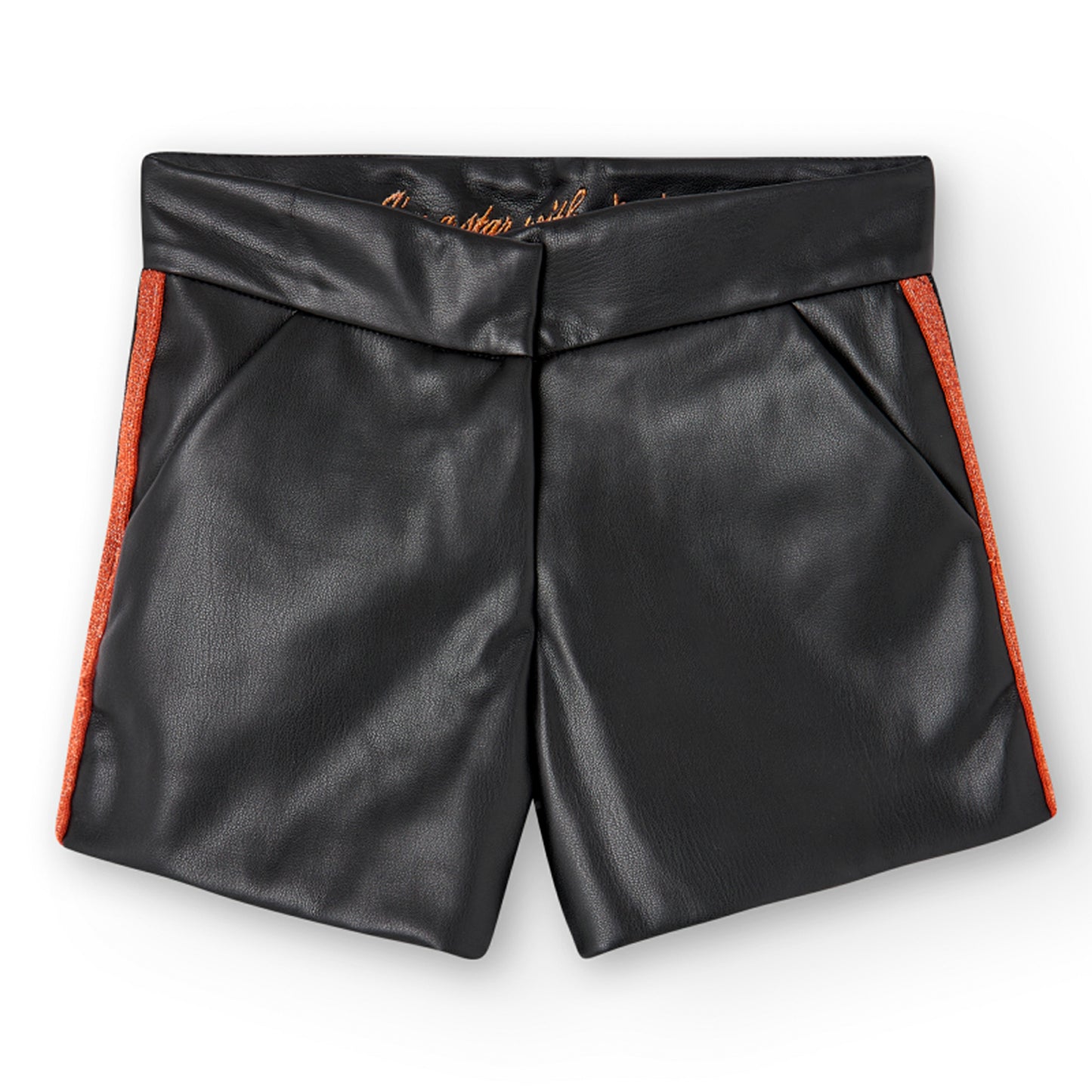 Conjunto blusa canalé con short de polipiel niña jr