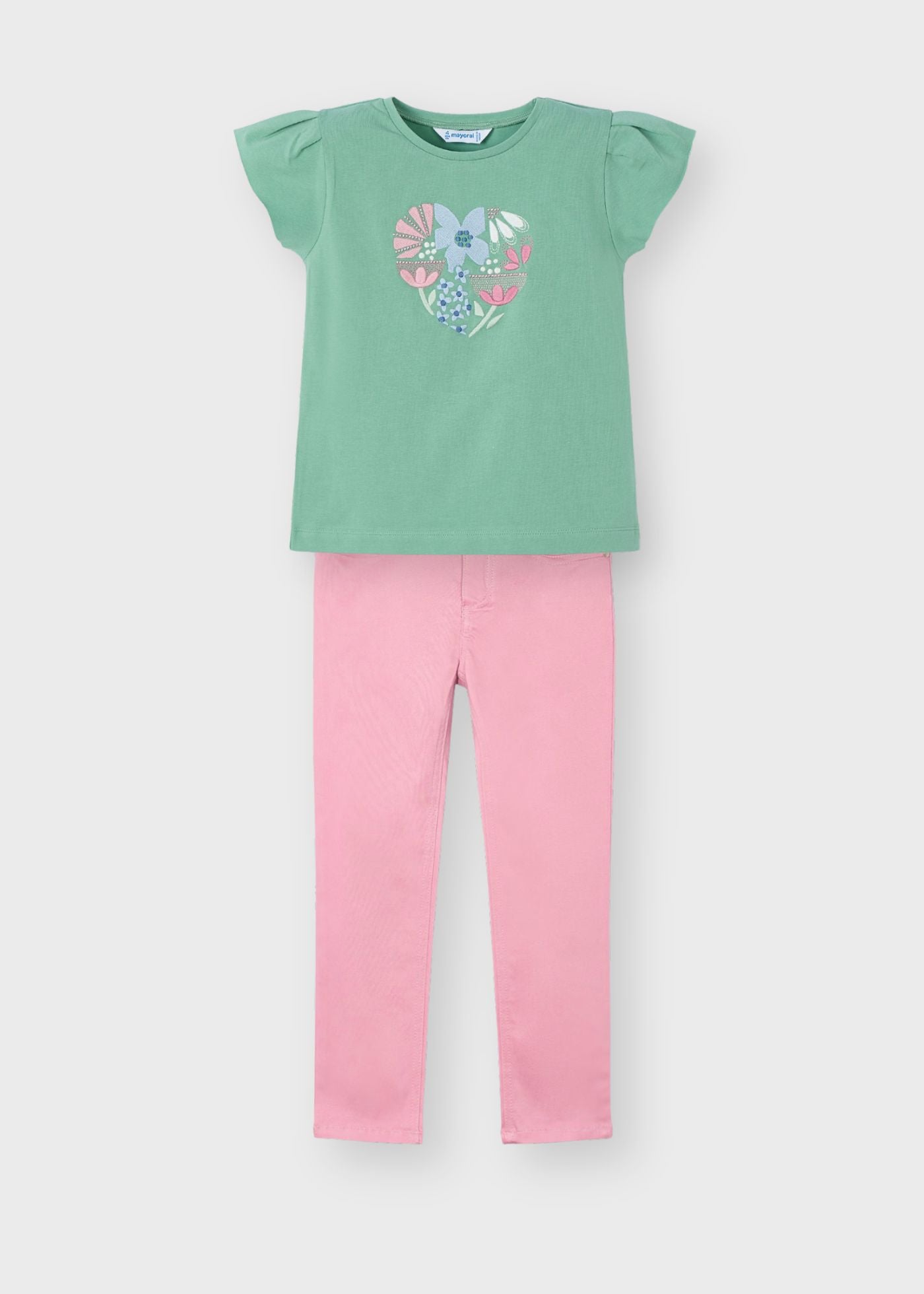 Conjunto blusa con pantalón rosa mini niña
