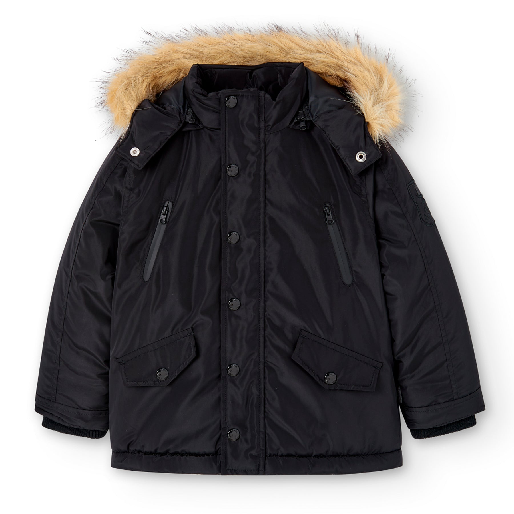 Chamarra negra acolchada con capucha niño jr - Main Image