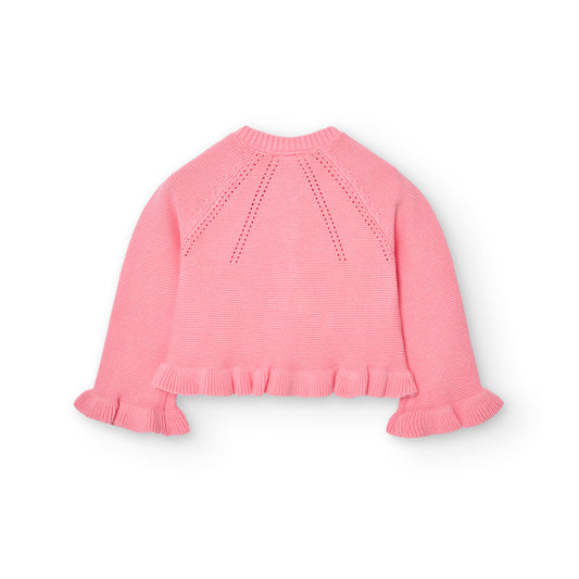 Suéter torera rosa geranio bebé niña