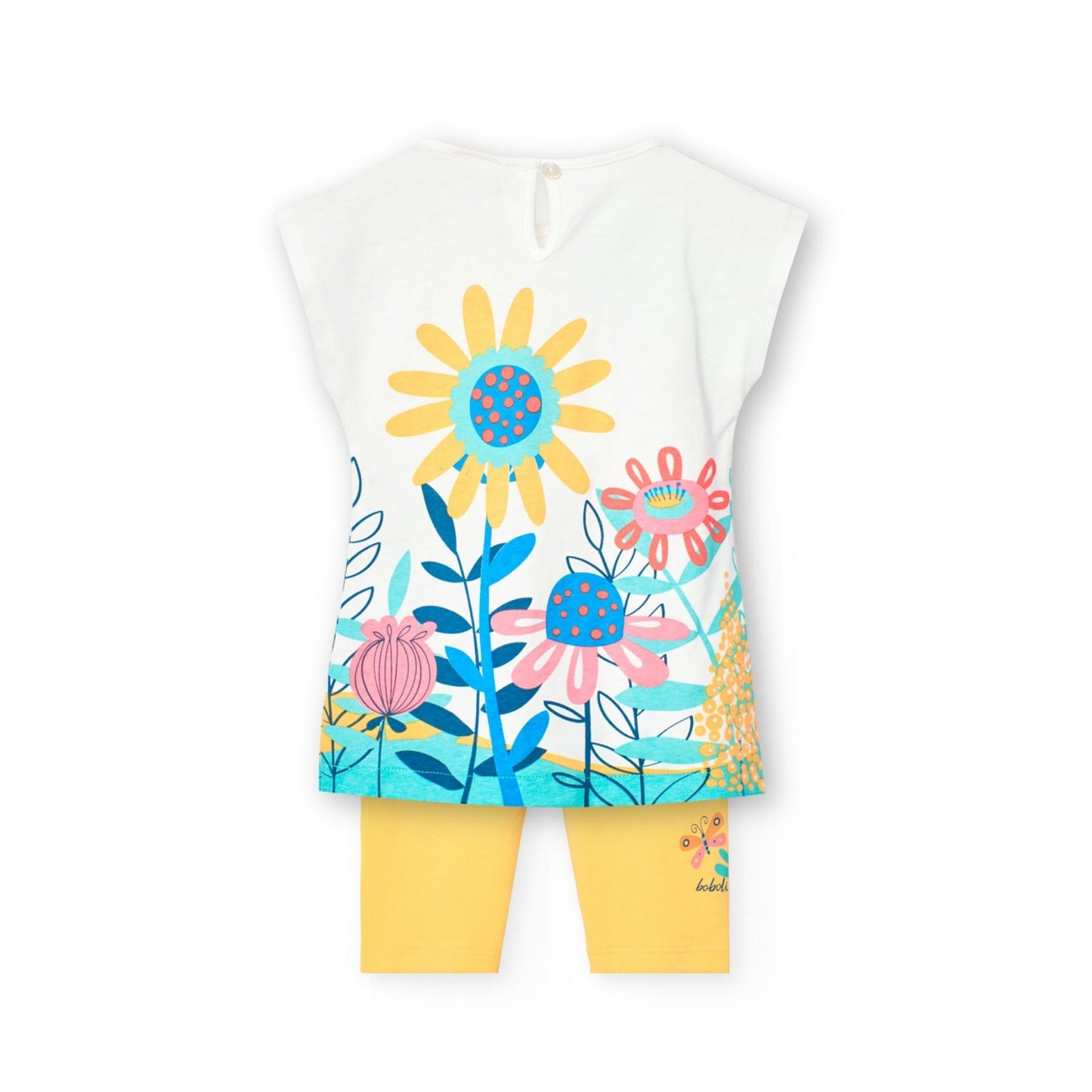 Vestido flores con leggings pirata para mini niña