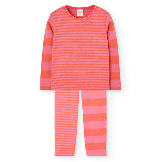 Pijama coral bicolor mini niña y niña jr